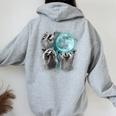 Raccoon Shirt 3 Racoons Howling At Moon Weird Cursed Women's Hoodie Back Print Sport Grey