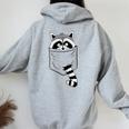 Raccoon Trash Panda Hoodie - Fun Cartoon Back Print Casual Women's Fit Sport Grey