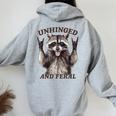 Raccoon Unhinged And Feral Retro Raccoon Feral Summer Women's Hoodie Back Print Sport Grey