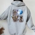 Raccoon Women's Hoodie - Back Print | Moon Howl Design Sport Grey