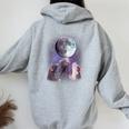 Rats Howling Moon Women's Hoodie - Lunar Themed Back Print Sport Grey