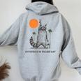 Retro 90s Raccoon Women's Hoodie - Fun Trash Panda Back Print Sport Grey