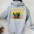 Retro Angry Raccoon Back Print Women's Hoodie | Delightful Animal Theme Sport Grey