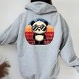 Retro Panda In Sunglasses BBQ Pool Party Panda Women's Hoodie Back Print Sport Grey