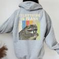 Retro Raccoon Lover Hoodie for Camping | Women's Back Print Sport Grey