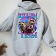 Rizz Em With The Tism Retro Raccoon Meme Women's Hoodie Back Print Sport Grey