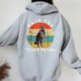 Save The Trash Panda Raccoon Animal Retro Vintage Sunset Women's Hoodie Back Print Sport Grey