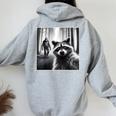 Scared Raccoon Selfie With Sasquatch Bigfoot Raccoon Women's Hoodie Back Print Sport Grey