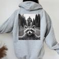 Scared Raccoon Selfie With Sasquatch Bigfoot Raccoon Women's Hoodie Back Print Sport Grey