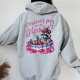 Strawberry Jam Raccoon Women's Hoodie - Playful Back Print Sport Grey