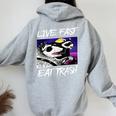 Street Cats Trash Pandas Enthusiasts Live Fast Eat Trash Panda Raccoon Opossum Enthusiasts -Adults Cotton Blend Women's Hoodie Back Print Sport Grey
