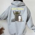 Team Trash Opossum Raccoon Rat Animals Garbage Gang Short Sleeve Women's Hoodie Back Print Sport Grey