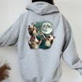 Three Possum Moon Women's Hoodie - Quirky Back Print for Laughs Sport Grey