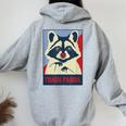 Trash Panda Women's Hoodie - Raccoon Lover Back Print Sport Grey