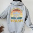 Vintage Raccoon Lovers Hoodie for Women - Retro Style Back Print Sport Grey
