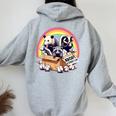 Vintage Street Cat & Wildlife Hoodie - Women's Back Print Sport Grey