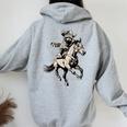 Vintage Western Raccoon Horse Rider Retro 90s Women's Hoodie Sport Grey
