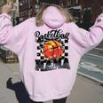 Basketball Mama Coquette Bow Game Day Sports Lover Mom Women Oversized Hoodie Back Print Light Pink