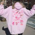 Birthday Girl Groovy Taylor First Name Personalized Heart Women Oversized Hoodie Back Print Light Pink