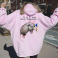 Fairy Godpossum Raccoon Hoodie for Women - Whimsical Back Print Light Pink