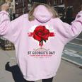 Idea De Traje Para El Día De San Jorges Para Niños Con Rosa Y Bandera Inglesa Cuello Women Oversized Hoodie Back Print Light Pink