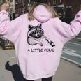 A Little Feral Raccoon With Moon Animal Raccoon Trash Panda Women's Hoodie Back Print Light Pink