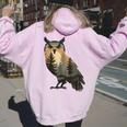 Owl Hunting Hiking Outdoor Camping Forest Owl Women Oversized Hoodie Back Print Light Pink