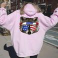 Patriotic Raccoon July 4th Women's Hoodie - USA Trash Panda Back Print Light Pink