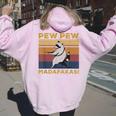Pew Pew Raccoon Lover Back Print Hoodie — Vintage Retro Women's Fashion Light Pink