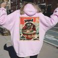 Raccoon Anime Women's Hoodie | Ramen Noodles Fun Design Light Pink