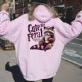 Raccoon Coffee Lover Women's Hoodie - Cute & Feral Vintage Style Light Pink