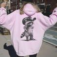 Raccoon Cowboy Meme Hoodie | Unisex Back Print Sweatshirt Light Pink