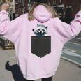 Raccoon Hoodie for Women - Cute Pocket Design | Back Print Light Pink