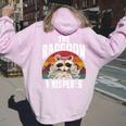 Raccoon Lover Vintage Retro Women's Hoodie - Back Print Charm Light Pink