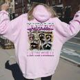 Raccoon Meme Women's Hoodie - Vintage Humor, Back Print Light Pink