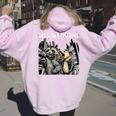 Raccoon & Opossum Beer Hoodie - Fun Women's Apparel with Back Design Light Pink