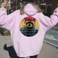 Raccoon Themed Women's Hoodie - Fun Back Print for Wildlife Lovers Light Pink