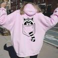 Raccoon Trash Panda Hoodie - Fun Cartoon Back Print Casual Women's Fit Light Pink