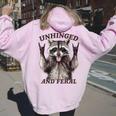 Raccoon Unhinged And Feral Retro Raccoon Feral Summer Women's Hoodie Back Print Light Pink