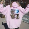 Raccoon Women's Hoodie - Back Print | Moon Howl Design Light Pink