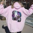 Raccoon Women's Hoodie - Howling at the Moon Back Print Light Pink
