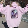 Rats Howling Moon Women's Hoodie - Lunar Themed Back Print Light Pink