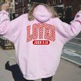 Retro Checked Christian Valentines Loved 3 Women Oversized Hoodie Back Print Light Pink
