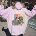 Retro Raccoon Lover Hoodie for Camping | Women's Back Print Light Pink