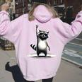 Retro Raccoon Rock Music Men Kids Women Raccoon Women's Hoodie Back Print Light Pink