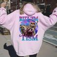 Rizz Em With The Tism Retro Raccoon Meme Women's Hoodie Back Print Light Pink