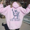 Stay Trashy Raccoon Feminine Halloween Women's Hoodie Back Print Light Pink