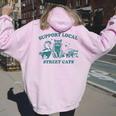 Support-Local-Street-Cat Vintage Raccoon Opossum Skunk Women's Hoodie Back Print Light Pink