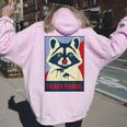 Trash Panda Women's Hoodie - Raccoon Lover Back Print Light Pink