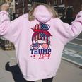 Trump Lady Inauguration Day 2025 Messy Bun American Flag Women Oversized Hoodie Back Print Light Pink